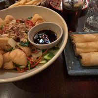 Crispy tofu bowl and spring rolls  at Vietnamese Street Kitchen in Birmingham