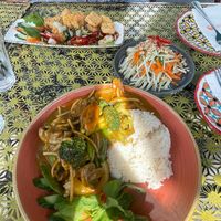 Vegetable Curry (Bottom) & Salt and Pepper Tofu and Papaya Salad (Top) at Vietnamese Street Kitchen in Birmingham