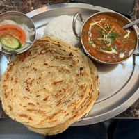 Lachcha Paratha with curry  at Maharani South Indian Restaurant in Tokyo