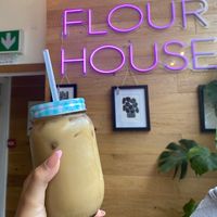 Iced caramel oat latte   at Flour House in Bristol