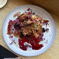 Vegan bacon and berry compote pancakes   at Flour House in Bristol
