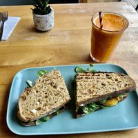 Ultimate Sandwich and Turmeric Zinger juice  at Flour House in Bristol