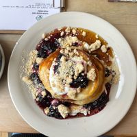 Lemon and blueberry pancakes at Flour House in Bristol