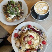 Berry pancakes and garlicky lemon mushrooms on toast at Flour House in Bristol