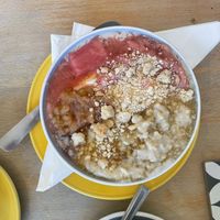 Rhubarb and ginger porridge at Flour House in Bristol