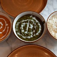 Curries and rice at Kisaan Restaurant and Patisserie in The Hague