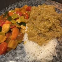 Yassa with rice  at Balafon in Milan