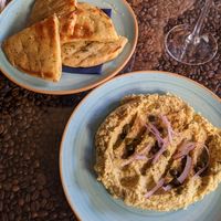 Pita and fava (hummus) at Restaurang Mediterranean in Lund