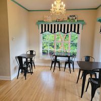 Upstairs at Chandelier Bakery in Vancouver