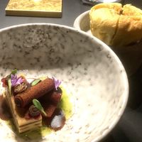 Second starter of faux gras with coffee and brioche   at Glacier Fine Dining in Grindelwald