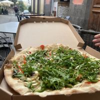 Veggie pizza, with arugula instead of zucchini  at Cuor Di Pizza in Gran Canaria