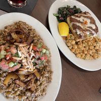 Moujaddarah and Falafel Encrusted Tofuu  at Baladi Mediterranean Cafe in Virginia Beach