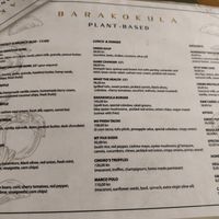 Menu at Barakokula in Split