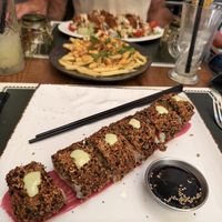 Geisha roll with marinated tofu, crunchy veg, spicy vegan mayo, nori and crunchy sesame    at Barakokula in Split