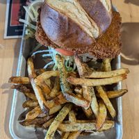 Tofu Katsu with garlic dill fries at Broad Leaf Brewery & Spirits in Kentwood