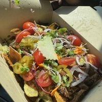 Vegan cheese, grilled oyster mushrooms, onions, tomatoes #Veganuary at That Hausa Vegan in Richmond