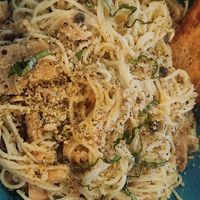 Chick'n with angel hair at The Volstead by Unity in Philadelphia