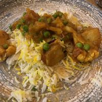 Cauliflower, peas, potatos, curry sauce   at Namaste Roskilde in Roskilde