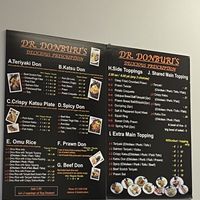Menu  at Dr Donburi in Hamilton