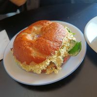 Bagel with egg salad at Julie's Cafe in Gothenburg