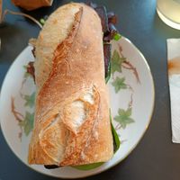 Baguette with smoked tofu bacon at Julie's Cafe in Gothenburg