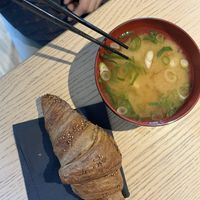 Vegan croissant! With miso soup! (From the breakfast buffet 😋) at Yasuragi  in Saltsjo-boo