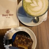 Vegan Carrot-Cake & Matcha Latte  at Busy Bee Cafe in Sliema