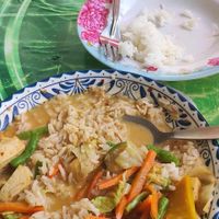 Penang curry with rice 90 Baht at Jeng Noodle Thai Food & Vegetarian Food  in Bangkok