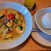 Thai curry clearly labelled and fresh. at Hausbrauerei im Domhof in Speyer