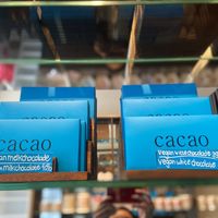 The only vegan non-dark chocolate options. They’re €6,95 each and around 95 grams per bar. Their dark and extra dark chocolates are also vegan. at Cacao in Utrecht