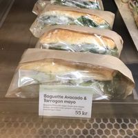 Vegan baguette with avocado and tarragon mayo  at Espresso House - Hovedbanegården in Copenhagen