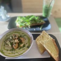 Soup of the day, smashed avocado and green smoothie    at Plant Faced Coffee Shop in Hadleigh