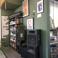 Lovely French music playing and booze for sale   at Loop in North London