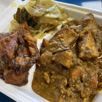 Jerk tofu with cabbage and yams  at Palm Tree Caribbean Cafe in Hampton