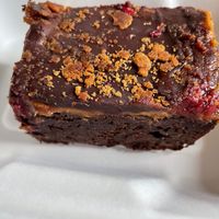 Biscoff, raspberry and chocolate brownie  at Grain and Grind in Inverness