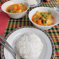 Red curry with tofu at Nary Kitchen in Battambang