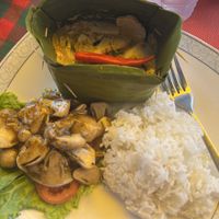 Tofu amok and mushroom lok lak (cooking class)   at Nary Kitchen in Battambang