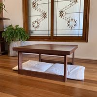 restaurant has two lower and two higher tables  at Santosha 산토샤 in Jeju