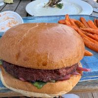 Vegan burger close up at The Royal Albion in Broadstairs