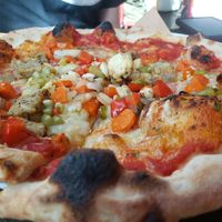 Tempeh Pizza. Kind of odd toppings at Sfizio Pizza in Durham