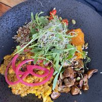 Vegan bowl - curried cauliflower in coconut milk, quinoa   at Carola Ann's in Mossel Bay