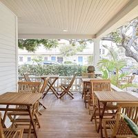 Partial view of the available outdoor seating  at Palmys in San Diego
