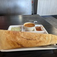 Yummy Masala Dosa. The red dipping sauce was really good --I should have asked for extra. at Tiffins in Boulder
