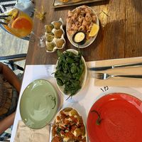 The croquettes were stuffed with spinach and the other ones with mushrooms. (Don’t mind the calamari on the picture)  at Mimo's Born in Barcelona