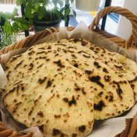 Homemade naan bread   at Jules' Kitchen in Ipswich