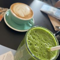 Green juice and latte   at Source Foods in Perth
