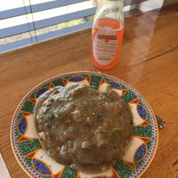 Vegan fried steak with mushroom gravy over coconut milk mashed potatoes. My husband devoured this perfect vegan comfort food!  at Sir Vegaani in Roanoke