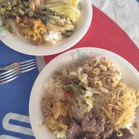 Mixed plates with rice at Paa Tim ร้านอาหารเจป้าติ๋ม in Krabi