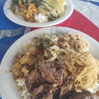Mixed plates with rice at Paa Tim ร้านอาหารเจป้าติ๋ม in Krabi