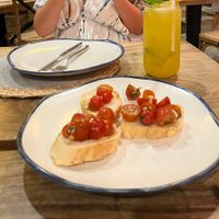 Tomato bruschetta and a cocktail (gold&gold)  at Summer by Coco Tam's in Koh Samui